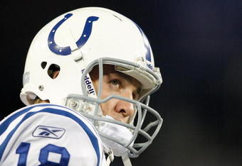 NASHVILLE, TN - OCTOBER 11:  Peyton Manning #18 of the Indianapolis Colts looks on during the NFL game against the Tennessee Titans at LP Field on October 11, 2009 in Nashville, Tennessee. The Colts defeated the Titans 31-9.  (Photo by Andy Lyons/Getty Images)