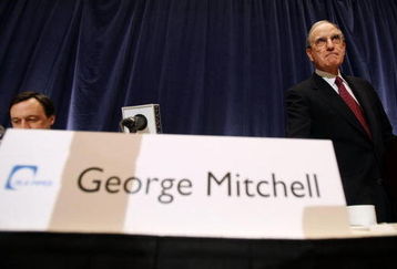 NEW YORK - DECEMBER 13:  Former Senator George J. Mitchell (R), the lead investigator in Major League Baseball's steroid scandal, prepares to speak about the release of his committee's findings as committee member Charles Scheeler (L) looks on December 13, 2007 in New York City. Mitchell was expected to name dozens of players linked to performance-enhancing substances.  (Photo by Mario Tama/Getty Images)