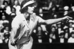 1924: Helen Wills Moody runs to the ball during a match circa 1924  in Paris, France. Helen Wills Moody wins the gold for womens singles event. (Photo by Getty Images)