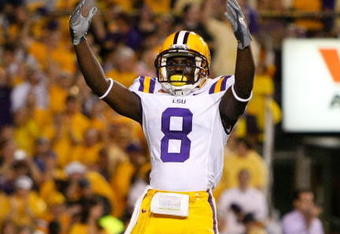 BATON ROUGE, LA - OCTOBER 10:  Trindon Holliday #8 of the Louisiana State University Tigers against the Florida Gators at Tiger Stadium on October 10, 2009 in Baton Rouge, Louisiana.  (Photo by Kevin C. Cox/Getty Images)