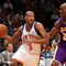 NEW YORK - FEBRUARY 02: Chris Duhon #1 of the New York Knicks drives to the basket against Kobe Bryant #24 of the Los Angeles Lakers on February 2, 2009 at Madison Square Garden in New York City. NOTE TO USER: User expressly acknowledges and agrees that, by downloading and or using this photograph, User is consenting to the terms and conditions of the Getty Images License Agreement.  (Photo by Nick Laham/Getty Images)