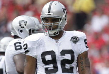 KANSAS CITY, MO - SEPTEMBER 20:  Richard Seymour #92 of the Oakland Raiders looks on during the game against the Kansas City Chiefs at Arrowhead Stadium on September 20, 2009 in Kansas City, Missouri. (Photo by Jamie Squire/Getty Images)