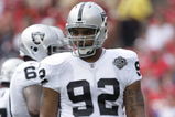 KANSAS CITY, MO - SEPTEMBER 20:  Richard Seymour #92 of the Oakland Raiders looks on during the game against the Kansas City Chiefs at Arrowhead Stadium on September 20, 2009 in Kansas City, Missouri. (Photo by Jamie Squire/Getty Images)