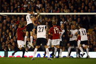 LONDON, ENGLAND - OCTOBER 22:  Brede Hangeland of Fulham scores the first goal during the Group E Europa League match between Fulham and AS Roma at Craven Cottage on October 22, 2009 in London, England.  (Photo by Phil Cole/Getty Images)