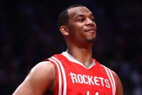 NEW YORK - JANUARY 26:  Chuck Hayes #44 of the Houston Rockets looks on against the New York Knicks on January 26, 2009 at Madison Square Garden in New York City.  NOTE TO USER: User expressly acknowledges and agrees that, by downloading and/or using this Photograph, User is consenting to the terms and conditions of the Getty Images License Agreement.  (Photo by Chris McGrath/Getty Images)