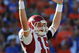 GAINESVILLE, FL - OCTOBER 17: Quarterback Ryan Mallett #15 of the Arkansas Razorbacks signals a touchdown against the Florida Gators October 17, 2009 at Ben Hill Griffin Stadium in Gainesville, Florida. (Photo by Al Messerschmidt/Getty Images)