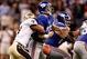 NEW ORLEANS - OCTOBER 18: Roman Harper #41 of the New Orleans Saints forces a fumble by quarterback Eli Manning #10 of the New York Giants at the Louisiana Superdome on October 18, 2009 in New Orleans, Louisiana. (Photo by Chris Graythen/Getty Images)