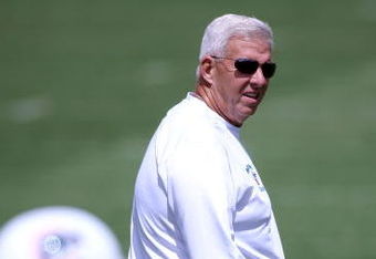DAVIE, FL - JUNE 06:  Executive Vice President of Football Operations Bill Parcells watches practice on during Miami Dolphins Mini Camp on June 6, 2008 at the Dolphins practice facility in Davie, Florida.  (Photo by Marc Serota/Getty Images)