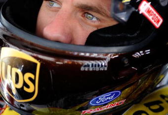 BRISTOL, TN - AUGUST 21:  David Ragan, driver of the #6 UPS Ford, sits in his car during practice for the NASCAR Sprint Cup Series Sharpie 500 at Bristol Motor Speedway on August 21, 2009 in Bristol, Tennessee.  (Photo by Rusty Jarrett/Getty Images for NASCAR)