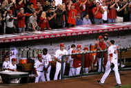 ANAHEIM, CA - OCTOBER 22:  John Lackey #41 of the Los Angeles Angels of Anaheim acknowledges the crown during the seventh inning in Game Five of the ALCS against the New York Yankees during the 2009 MLB Playoffs at Angel Stadium on October 22, 2009 in Anaheim, California.  (Photo by Harry How/Getty Images)