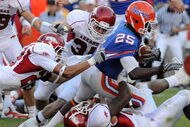 GAINESVILLE, FL - OCTOBER 17: Running back Brandon James #25 of the Florida Gators returns a kick against the University of Arkansas Razorbacks October 17, 2009 at Ben Hill Griffin Stadium in Gainesville, Florida.  (Photo by Al Messerschmidt/Getty Images)