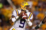 BATON ROUGE, LA - OCTOBER 10:  Quarterback Jordan Jefferson #9 of the Louisiana State University Tigers against the Florida Gators at Tiger Stadium on October 10, 2009 in Baton Rouge, Louisiana.  (Photo by Kevin C. Cox/Getty Images)