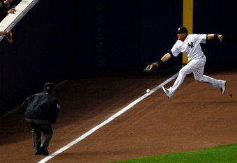 NEW YORK - OCTOBER 09:  Melky Cabrera #53 of the New York Yankees fails to make a play on a ball that lands fair but is called foul by umpire Phil Cuzzi in the eleventh inning agains against the Minnesota Twins in Game Two of the ALDS during the 2009 MLB Playoffs at Yankee Stadium on October 9, 2009 in the Bronx borough of New York City.  (Photo by Jared Wickerham/Getty Images)