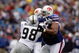 ORCHARD PARK, NY - SEPTEMBER 21:  Langston Walker #68 of the Buffalo Bills blocks Jay Richardson #98 of the Oakland Raiders during the game on September 21, 2008 at Ralph Wilson Stadium in Orchard Park, New York. (Photo by Rick Stewart/Getty Images)
