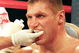 20 Nov 1999: A close up of Andrew Golota as he sits in his corner during the fight against Michael Grant at the Taj Mahal in Atlantic City, New Jersey. Grant defeated Golota in a knock out in round 10.