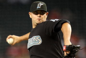 PHOENIX - JULY 10:  Starting pitcher Ricky Nolasco #47 of the Florida Marlins pitches against the Arizona Diamondbacks during the major league baseball game at Chase Field on July 10, 2009 in Phoenix, Arizona.  The Diamondbacks defeated the Marlins 8-0.  (Photo by Christian Petersen/Getty Images)