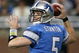 DETROIT - NOVEMBER 23: Quarterback Drew Stanton #5 of the Detroit Lions drops back to pass against the Tampa Bay Buccaneers during the NFL game at Ford Field on November 23, 2008 in Detroit, Michigan. The Buccaneers defeated the Lions 38-20. (Photo by Christian Petersen/Getty Images)