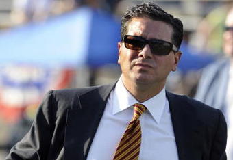 CANTON, OH - AUGUST 3: Owner Daniel Snyder of the Washington Redskins checks the field before play against the Indianapolis Colts in  the Pro Football Hall of Fame Game at Fawcett Stadium on August 3, 2008 in Canton, Ohio.   (Photo by Al Messerschmidt/Getty Images) 