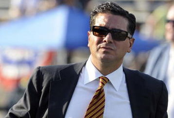 CANTON, OH - AUGUST 3: Owner Daniel Snyder of the Washington Redskins checks the field before play against the Indianapolis Colts in  the Pro Football Hall of Fame Game at Fawcett Stadium on August 3, 2008 in Canton, Ohio.   (Photo by Al Messerschmidt/Getty Images) 