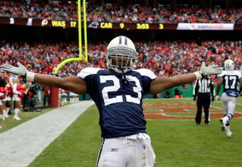 KANSAS CITY, MO - OCTOBER 11:  Tashard Choice #23 of the Dallas Cowboys celebrates after scoring a touchdown during the game against the Kansas City Chiefs on October 11, 2009 at Arrowhead Stadium in Kansas City, Missouri.  (Photo by Jamie Squire/Getty Images)