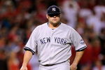 ANAHEIM, CA - OCTOBER 22:  Joba Chamberlain #62 of the New York Yankees leaves the mound after being relieved by teammate Mariano Rivera #42 (Not Shown) during the eight inning in Game Five of the ALCS against the Los Angeles Angels of Anaheim during the 2009 MLB Playoffs at Angel Stadium on October 22, 2009 in Anaheim, California.  (Photo by Kevork Djansezian/Getty Images)
