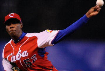 MEXICO CITY - MARCH 10:  Aroldis Chapman #52 of Cuba pitches against Australia during the first inning of the game during the 2009 World Baseball Classic Pool B match on March 10, 2009 at the Estadio Foro Sol in Mexico City, Mexico.  (Photo by Kevork Djansezian/Getty Images)