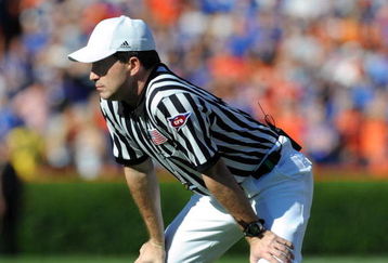 GAINESVILLE, FL - OCTOBER 17: SEC referee Marc Curles watches play as the Florida Gators host the Arkansas Razorbacks October 17, 2009 at Ben Hill Griffin Stadium in Gainesville, Florida.  (Photo by Al Messerschmidt/Getty Images)