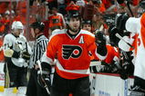 PHILADELPHIA - APRIL 19:  Simon Gagne #12 of the Philadelphia Flyers skates against of the Pittsburgh Penguins during Game Three of the Eastern Conference Quarterfinal Round of the 2009 NHL Stanley Cup Playoffs  at the Wachovia Center on April 19, 2009 in Philadelphia, Pennsylvania. The Flyers won the game 6-3 to cut the Penguins lead in the series to two games to one.  (Photo by Jim McIsaac/Getty Images)