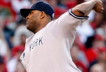 ANAHEIM, CA - OCTOBER 20:  C.C. Sabathia #52 of the New York Yankees pitches against the Los Angeles Angels of Anaheim in Game Four of the ALCS during the 2009 MLB Playoffs at Angel Stadium on October 20, 2009 in Anaheim, California.  (Photo by Jeff Gross/Getty Images)