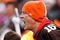 CLEVELAND - NOVEMBER 30:  A fan of the Cleveland Browns yells during their NFL game against the Indianapolis Colts on November 30, 2008 at Cleveland Browns Stadium in Cleveland, Ohio. The Colts defeated the Browns 10-6.  (Photo by Gregory Shamus/Getty Images)