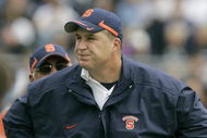 STATE COLLEGE, PA - SEPTEMBER 12: Head coach Doug Marrone of the Syracuse Orangemen watches the game during the second half of their game against the Penn State Nittany Lions at Beaver Stadium  September 12, 2009 in State College, Pennsylvania. Penn State won 28-7. (Photo by Chris Gardner/Getty Images)