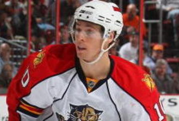 PHILADELPHIA - MARCH 26:  David Booth #10 of the Florida Panthers skates against the Philadelphia Flyers on March 26, 2009 at the Wachovia Center in Philadelphia, Pennsylvania.  (Photo by Bruce Bennett/Getty Images)