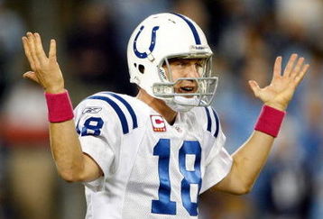 NASHVILLE, TN - OCTOBER 11:  Peyton Manning #18 of the Indianapolis Colts gestures to the sideline during the NFL game against the Tennessee Titans at LP Field on October 11, 2009 in Nashville, Tennessee. The Colts defeated the Titans 31-9.  (Photo by Andy Lyons/Getty Images)
