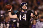 SAN DIEGO, CA - DECEMBER 23:  Quarterback Andy Dalton #14 of  TCU throws the ball against Boise State during the San Diego County Credit Union Poinsettia Bowl at Qualcomm Stadium on December 23, 2008 in San Diego, California. (Photo by Donald Miralle/Getty Images)