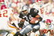 25 Nov 1990: Running back Bo Jackson of the Los Angeles Raiders moves the ball during a game against the Kansas City Chiefs at the Los Angeles Memorial Coliseum in Los Angeles, California. The Chiefs won the game, 27-24.