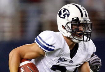 ARLINGTON, TX - SEPTEMBER 05:  Steven Thomas #24 of the Brigham Young Cougars at Cowboys Stadium on September 5, 2009 in Arlington, Texas.  (Photo by Ronald Martinez/Getty Images)