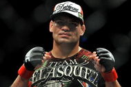 LOS ANGELES, CA - OCTOBER 24: UFC fighter Cain Velasquez poses after his victory over UFC fighter Ben Rothwell (not pictured) in their Heavyweight bout at UFC 104: Machida vs. Shogun at Staples Center on October 24, 2009 in Los Angeles, California. Velasquez won the fight by way of TKO. (Photo by Jon Kopaloff/Getty Images)