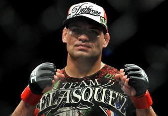 LOS ANGELES, CA - OCTOBER 24:  UFC fighter Cain Velasquez poses after his victory over UFC fighter Ben Rothwell (not pictured) in their Heavyweight bout at UFC 104: Machida vs. Shogun at Staples Center on October 24, 2009 in Los Angeles, California.  Velasquez won the fight by way of TKO.  (Photo by Jon Kopaloff/Getty Images)