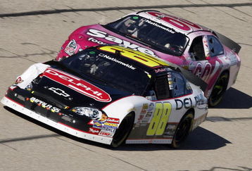 MEMPHIS, TN - OCTOBER 24:   Brad Keselowski , driver of the #88 Delphi Chevrolet leads the pack during the NASCAR Nationwide series Kroger 'On Track For  Cure' 250 race at the Memphis Motorsports Park on October 24, 2009 in Memphis, Tennessee.  (Photo by John Sommers II/Getty Images)