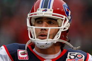 EAST RUTHERFORD, NJ - OCTOBER 18: Trent Edwards #5 of the Buffalo Bills stands on the sidelines prior to the game against the New York Jets on October 18, 2009 at Giants Stadium in East Rutherford, New Jersey. The Bills defeated the Jets 16-13 in overtime. (Photo by Jared Wickerham/Getty Images)