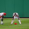 WASHINGTON - AUGUST 06:  Leftfielder Josh Willingham #16 and centerfielder Nyjer Morgan #1 of the Washington Nationals await a pitching change against the Florida Marlins at Nationals Park on August 6, 2009 in Washington, DC. The Nationals defeated the Marlins 12-8.  (Photo by Doug Pensinger/Getty Images)