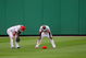 WASHINGTON - AUGUST 06: Leftfielder Josh Willingham #16 and centerfielder Nyjer Morgan #1 of the Washington Nationals await a pitching change against the Florida Marlins at Nationals Park on August 6, 2009 in Washington, DC. The Nationals defeated the Marlins 12-8. (Photo by Doug Pensinger/Getty Images)