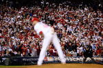 PHILADELPHIA - OCTOBER 21:  Ryan Madson #46 of the Philadelphia Phillies pitches in the top of the eigth inning against the Los Angeles Dodgers as fans cheer in Game Five of the NLCS during the 2009 MLB Playoffs at Citizens Bank Park on October 21, 2009 in Philadelphia, Pennsylvania.  (Photo by Jeff Zelevansky/Getty Images)