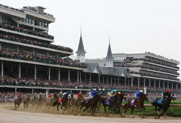 LOUISVILLE, KY - MAY 02:  The field rounds turn one during the 135th running of the Kentucky Derby on May 2, 2009 at Churchill Downs in Louisville, Kentucky.  (Photo by Jamie Squire/Getty Images)