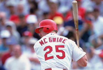 11 Mar 2000:  Mark McGwire #25 of the St. Louis Cardinals stands ready at bat during the Spring Training Game against the Los Angeles Dodgers in Jupiter, Florida. Mandatory Credit: Matthew Stockman  /Allsport