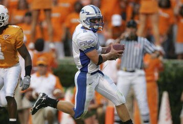 KNOXVILLE, TN - SEPTEMBER 9:  Running back Chad Hall #1 of the Air Force Academy Falcons scores a touchdown against the University of Tennessee Volunteers in the first quarter on September 9, 2006 at Neyland Stadium in Knoxville, Tennessee.  (Photo by Stephen Dunn/Getty Images)
