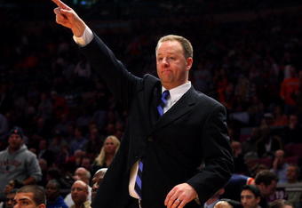 NEW YORK - MARCH 11:  Head Coach Bobby Gonzalez of the Seton Hall Pirates reacts on the sidelines during a game against the Syracuse Orange during the second round of the Big East Tournament at Madison Square Garden on March 11, 2009 in New York City.  (Photo by Jim McIsaac/Getty Images)