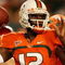 FORT LAUDERDALE, FL - OCTOBER 03: Quarterback Jacory Harris #12 of the Miami Hurricanes throws a pass against the Oklahoma Sooners at Land Shark Stadium on October 3, 2009 in Fort Lauderdale, Florida. Miami defeated Oklahoma 21-20. (Photo by Doug Benc/Getty Images)