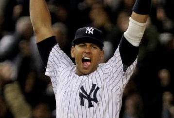 NEW YORK - OCTOBER 25:  Alex Rodriguez #13 of the New York Yankees celebrates their 5-2 victory over the Los Angeles Angels of Anaheim at the end of the top of the ninth inning in Game Six of the ALCS during the 2009 MLB Playoffs at Yankee Stadium on October 25, 2009 in the Bronx borough of New York City. The New York Yankees won the ALCS series 4-2 over the Los Angeles Angels of Anaheim to capture the American League pennant.  (Photo by Al Bello/Getty Images)