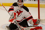 NEW YORK - OCTOBER 22: Martin Brodeur #30 of the New Jersey Devils makes a stop against the New York Rangers during the game on October 22, 2009 at Madison Square Garden in New York City. (Photo by Jared Wickerham/Getty Images)